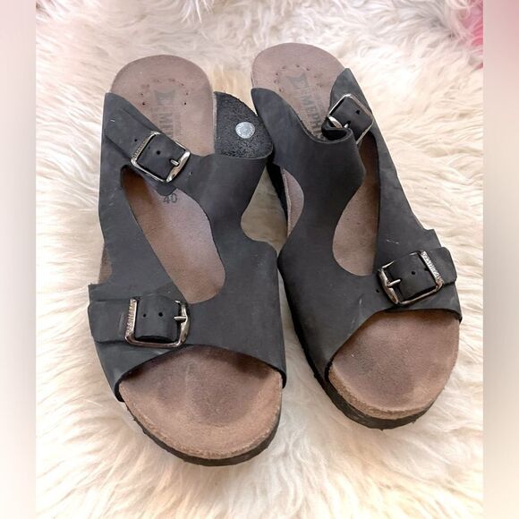 MEPHISTO Terie Nubuck Comfort Wedge Leather Sandals 40 - Picture 1 of 6